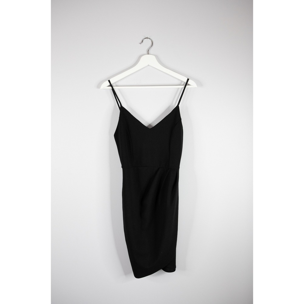 Lulus Dress Womens Medium Black Excellent Tulip Hem Spaghetti Strap Prom Hoco - Picture 1 of 5